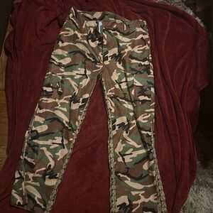 Army petite camouflage pants polyester stretch
